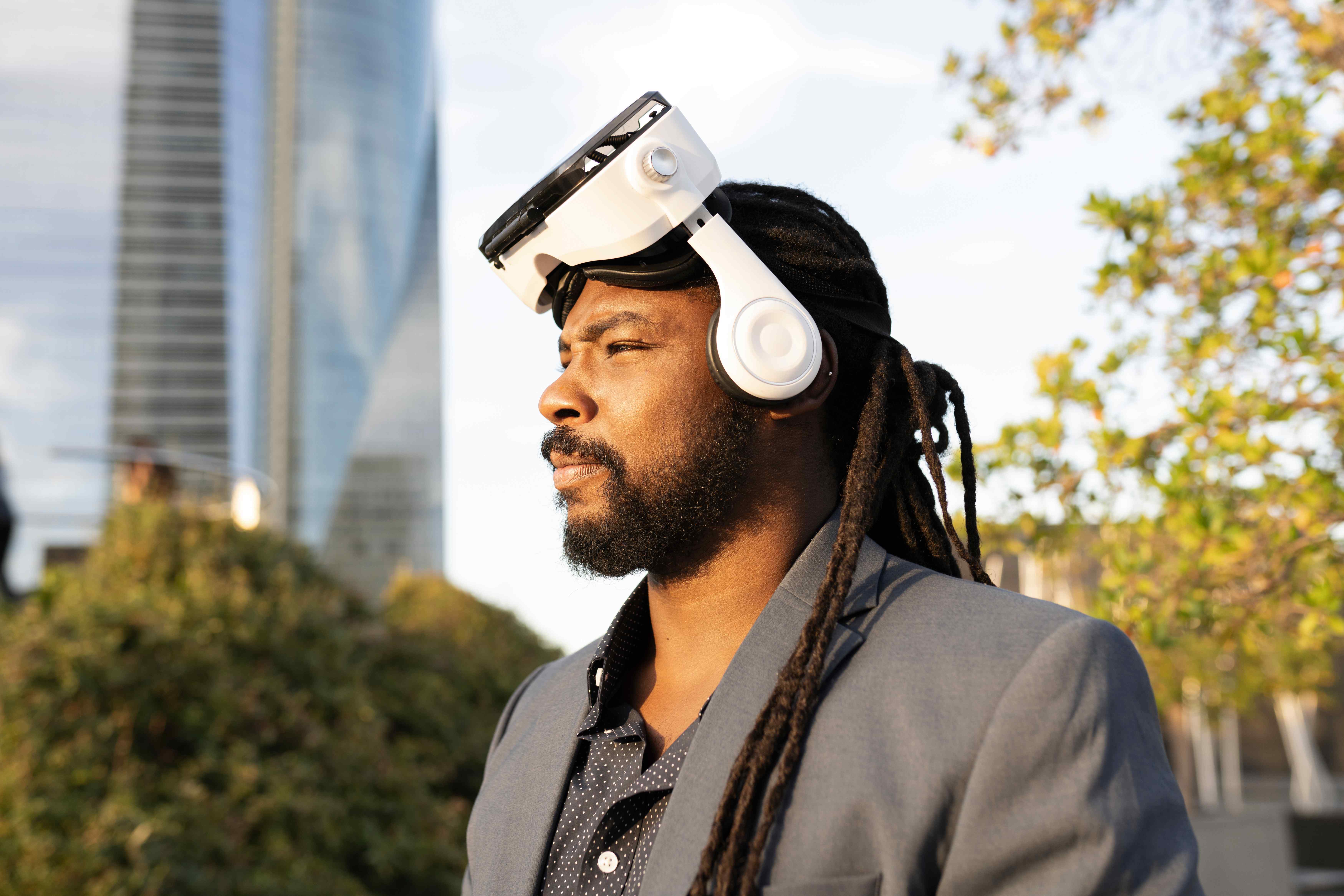 Futuristic professional with VR glasses